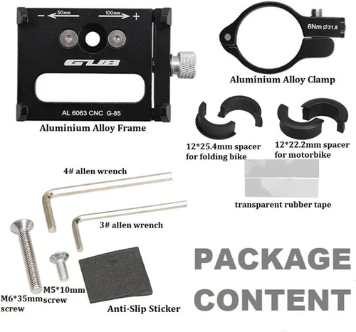 Vista 7 de GUB Soporte de teléfono para bicicleta y motocicleta, soporte universal de aleación de aluminio para manillar de bicicleta, ajustable, compatible