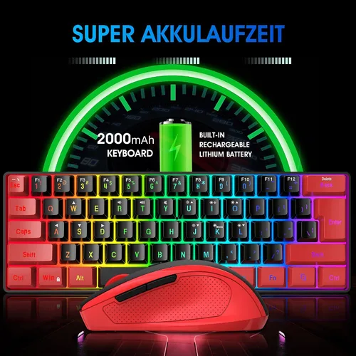 Vista 3 de Snpurdiri 2.4G Wireless Gaming Keyboard and Mouse Combo, Include Mini 60% Merchanical Feel Keyboard, Ergonomic Vertical Feel Small Wireless
