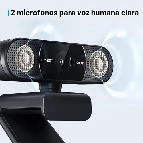 Vista 5 de EMEET C960 - Cámara web USB 2K QHD, 2 micrófonos con reducción de ruido y tapa de privacidad, enfoque automático TOF, plug and play