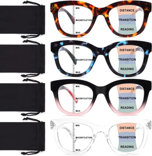 Vista 10 de Lentes de lectura progresivas multifocales para mujeres y hombres, bloqueo de luz azul, para computadora, lectores multifocales no lineales con A1
