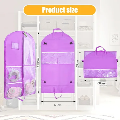Vista 2 de Bolsa de ropa para disfraces de baile, bolsas de ropa de 40 pulgadas para bailarines para colgar ropa y almacenamiento de viajes, bolsas de recital