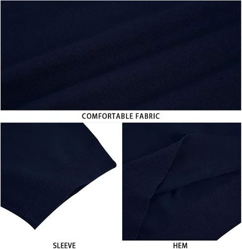 Vista 2 de Runcati Camiseta casual para hombre, elástica, de manga corta, de punto, de ajuste delgado, cuello redondo, suéter básico sólido