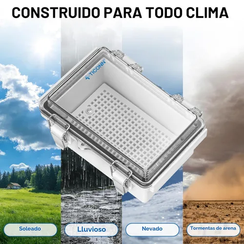Vista 7 de TICONN - Caja de conexiones eléctricas impermeable IP67 con carcasa de plástico ABS con tapa con bisagras con placa de montaje, soportes de pared