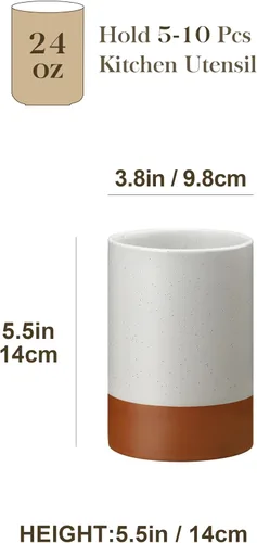 Vista 2 de MALACASA Portautensilios, Portautensilios de Cocina de Cerámica de 5.5", Recipiente para Utensilios de Cocina para Encimera, Organizador