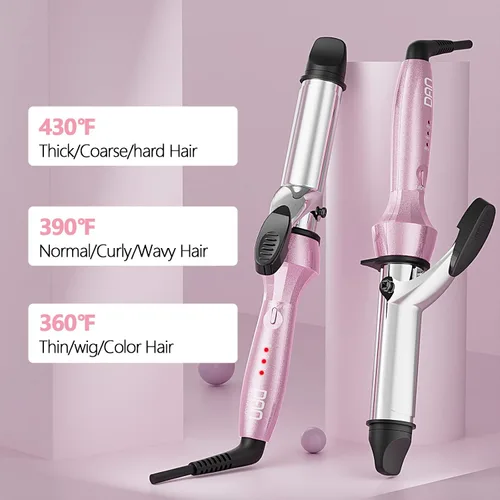 Vista 5 de Dan Technology Rizador de doble voltaje con barril de 1 pulgada, temperatura ajustable, apagado automático de 60 minutos para cabello largo y corto