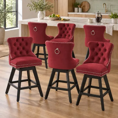 Vista 13 de Juego de 2 taburetes de bar giratorios modernos, taburetes de bar de 26.6 pulgadas de altura de mostrador beige con respaldo para isla de cocina