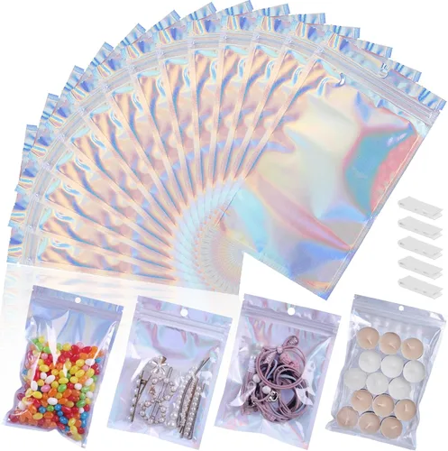 Vista 24 de 400 bolsas de Mylar resellables de 4 x 5 pulgadas, color negro, para almacenamiento de alimentos, bolsa resellable de Mylar con ventana transparente