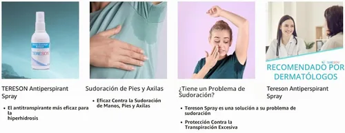 Vista 2 de Tereson Spray antitranspirante clínico Strength 1.69 Fl Oz Dermatológicamente probado - Tratamiento de hiperhidrosis