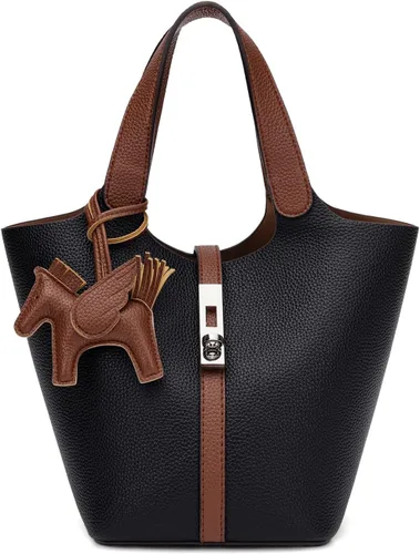 Vista 14 de Bolso de mano para mujer, de piel vegana, bolso de mano con asa superior, bolso de hombro con bolso pequeño desmontable