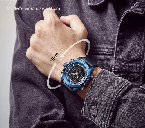 Vista 9 de NAVIFORCE Reloj deportivo digital para hombre de cuero cuarzo impermeable militar cronógrafo despertador relojes de pulsera
