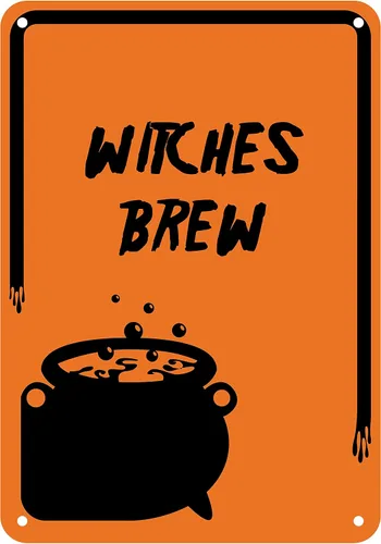 Vista 11 de Letrero de aluminio reflectante de Halloween "Witches Brew" 7" x 10" (HW-1364-RA)