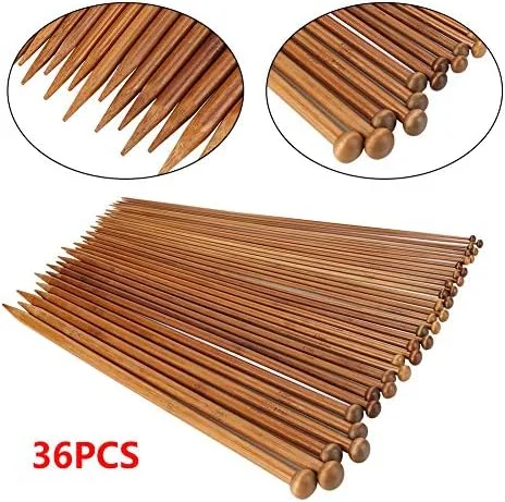 Vista 2 de 36pcs agujas de tejer fijadas agujas de tejer carbonizadas de un solo punto tamaños de 0.1-0.4 in