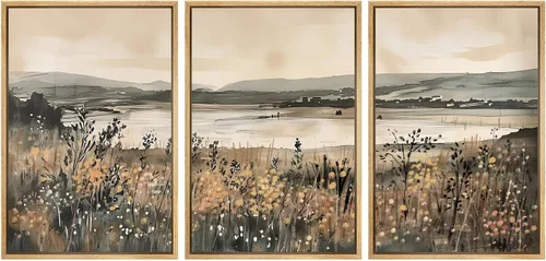 Vista 41 de SIGNWIN Lienzo enmarcado para pared, juego de arte dramático de cielo tormentoso, ilustraciones de paisaje nuboso Moody, arte moderno decorativo