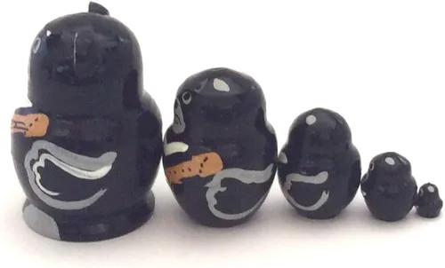 Vista 3 de 1.25 "de alto oso mini muñecas de anidación rusas talladas a mano pintadas a mano 5 piezas Matryoshka Set