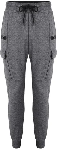 Vista 2 de Pantalones deportivos con cremallera para hombre, pantalones casuales de entrenamiento para gimnasio, pantalones deportivos ajustados con bolsillos
