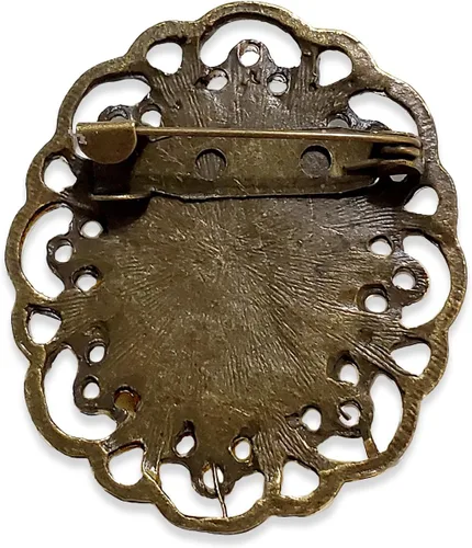 Vista 4 de Broche de camafeo de Lady Skeleton en tono bronce antiguo, broche de esqueleto gótico camafeo