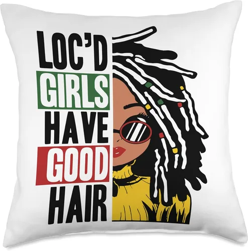 Vista 4 de Locs Afro Dreadlocks Love Beauty Hair Loc'd Good Hair Black American African Girl Throw Pillow, 16x16, Multicolor