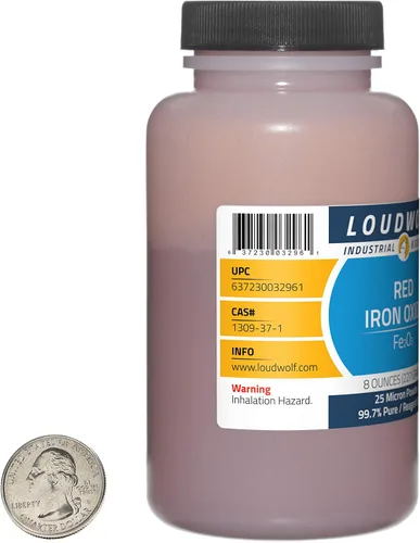 Vista 2 de Óxido de hierro rojo / 1 libra / 2 botellas / 99.7% de grado reactivo puro / polvo de 25 micrones