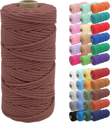 Vista 36 de JeogYong Cuerda de macramé de 0.157 in x 109 yardas, cuerda trenzada de algodón natural, cuerda de macramé para bolsas de ganchillo, colgar