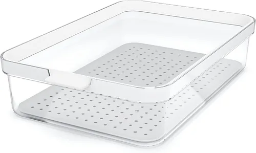 Vista 6 de CARE + PROTECT Contenedor de alimentos inteligente, perfectamente apilable, organizador de nevera, protege los alimentos de la humedad, mantiene