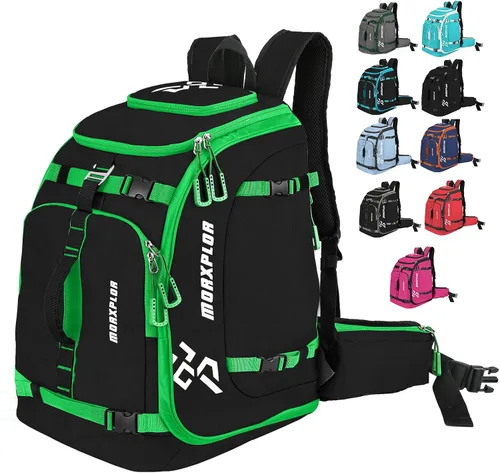 Vista 7 de MORXPLOR Ski Boot Bag - 65L Padded, Waterproof Ski Travel Backpack for Gear & Accessories