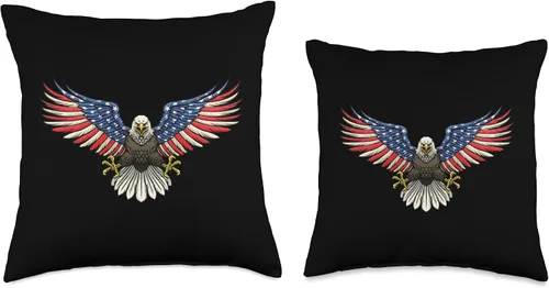 Vista 3 de Adler Vogel Eagle American Flag Vulture Falcon Throw Pillow, 16x16, Multicolor