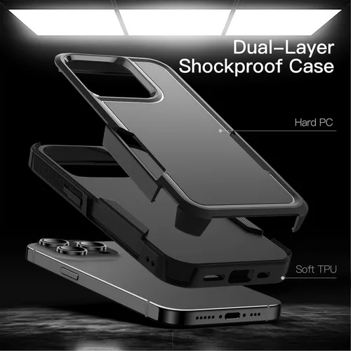 Vista 3 de JETech Funda para iPhone 14 Pro de 6.1 pulgadas, resistente protección resistente de doble capa, a prueba de golpes, funda protectora resistente