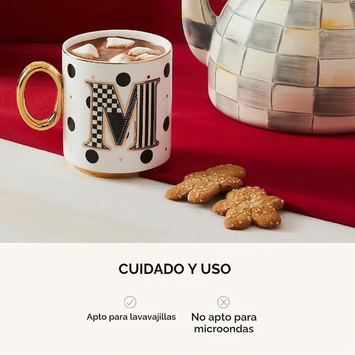 Vista 4 de MACKENZIE-CHILDS Mi Taza, Taza de Café de Cerámica Decorativa con Asa, A