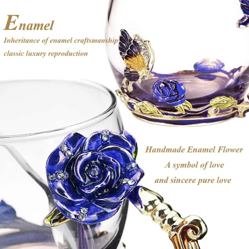 Vista 2 de Taza de té de flor, taza de té, taza de café de vidrio