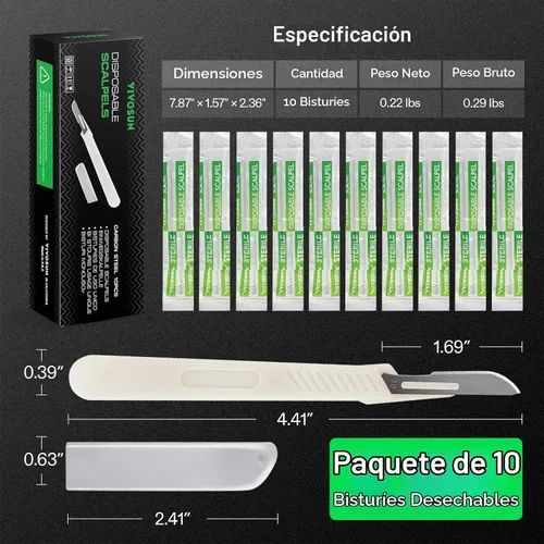 Vista 2 de VIVOSUN Cuchillas de acero de alto carbono #10 para plantas de corte