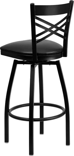 Vista 5 de Flash Furniture HERCULES Series Black ''X'' Taburete giratorio de metal – asiento de vinilo negro