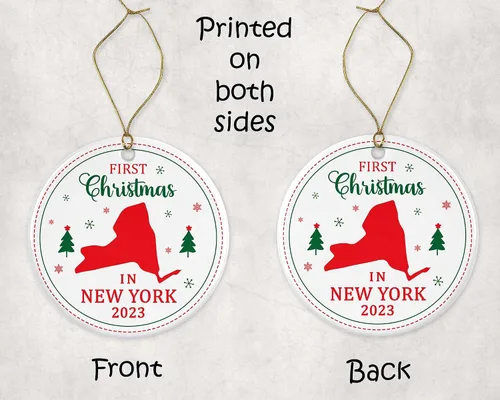 Vista 3 de Adorno de la primera Navidad en Nueva York 2023 – Decoración colgante de árbol para la celebración de Navidad – Regalo de festival para familiares