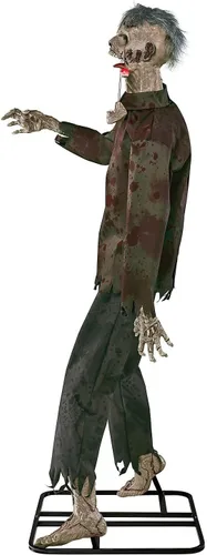 Vista 4 de Spirit Halloween 6 pies 1 en Jeremy Jaws Animatronic, decoración de zombis