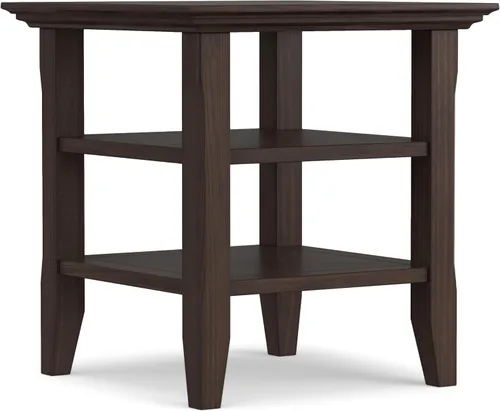 Vista 21 de SIMPLIHOME Acadian Mesa auxiliar estrecha – Mesa auxiliar rectangular de madera maciza de 14 pulgadas de ancho con 2 estantes abiertos en negro
