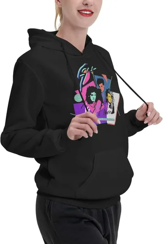 Vista 3 de furno Soda - Sudadera con capucha estéreo para mujer, moda de otoño, invierno, con cordón, cómoda, color negro