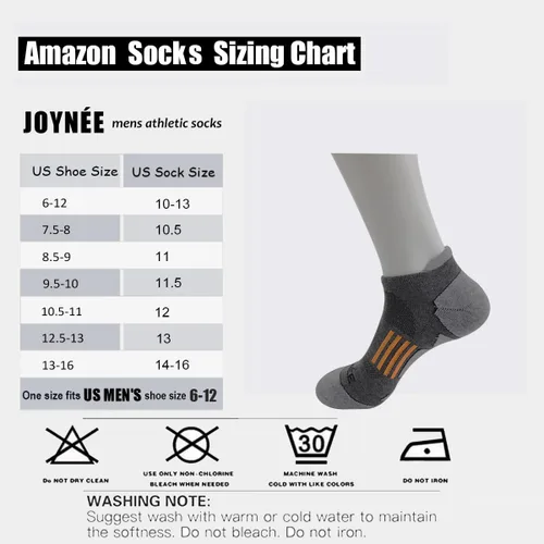 Vista 3 de JOYNÉE 6 pares de calcetines deportivos para hombre, transpirables, cómodos, de corte bajo, calcetines para correr