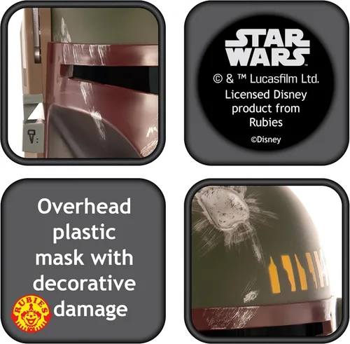Vista 3 de Rubie's Star Wars Boba Fett máscara para hombre, talla única , Multicolor