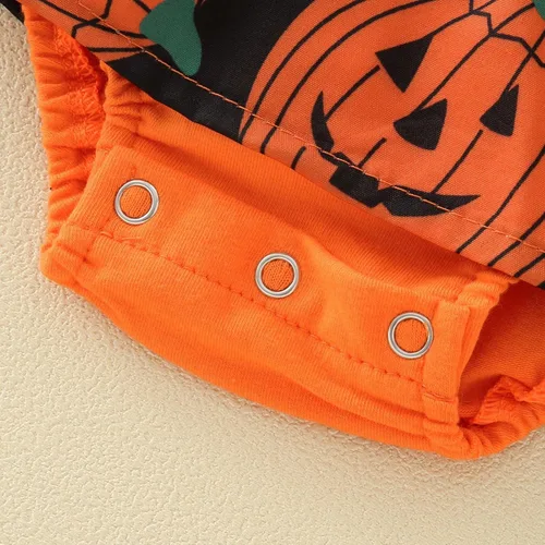 Vista 8 de Halloween Day Baby Girls Boys Cute Romper Dress 2pcs Lace Sleeveless V Neck Pumpkin Baby Dresses