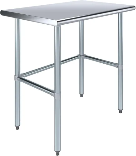 Vista 23 de Mesa de Trabajo de Acero Inoxidable con Base Abierta de 24" x 14" – Mesa Comercial Compacta Certificada NSF con Patas Galvanizadas para Cocinas