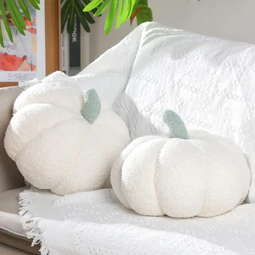 Vista 8 de Queekay - 2 almohadas de calabaza de 11 x 9.5 pulgadas, decoración de calabaza rellena 3D de otoño para el hogar, dormitorio, automóvil, sofá, cojín