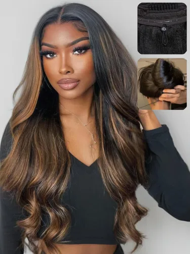 Vista 11 de UNICE Bye Bye Slip Peluca de Capas Emplumadas con Raya Lateral de Cabello Humano Sin Pegamento con Tiras de Silicona Seguras y Cordón Densidad 200%