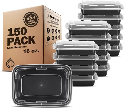 Vista 12 de Freshware Recipientes de preparación de comidas [paquete de 50] recipientes de almacenamiento de alimentos con tapas, caja Bento, sin BPA
