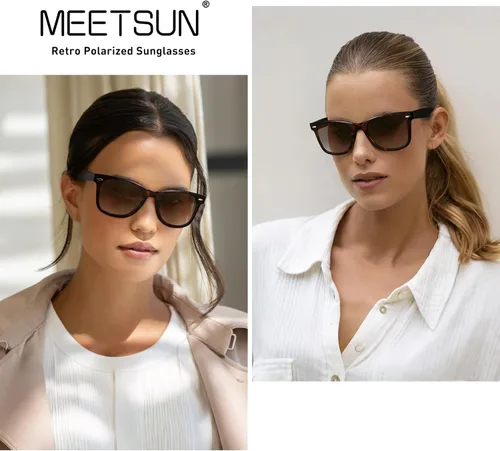 Vista 58 de MEETSUN Polarized Sunglasses for Women Men Classic Retro Square Frame Driving Sun Glasses UV Protection