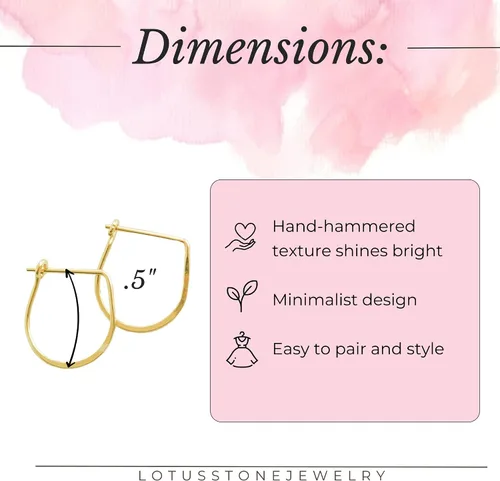 Vista 37 de Aretes de aro finos martillados, elegantes plata esterlina geométrica sólida, relleno de oro y relleno de oro rosa; para mujer por Lotus Stone
