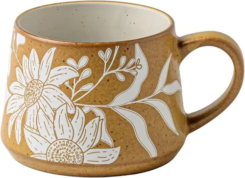 Vista 4 de Taza de café grande de cerámica de 24 onzas con asa, taza de café vintage, taza de té extra grande para oficina y hogar, apta para lavavajillas