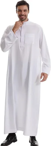 Vista 2 de Ropa musulmana para hombre, bata de caftán duradera, vestido largo de Dubai, ropa étnica, 1 bata suave