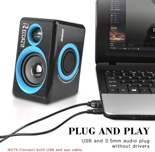 Vista 6 de RECCAZR SP2040 Altavoces de computadora envolvente con graves profundos USB con cable multimedia altavoz para PC/portátiles/teléfono inteligente