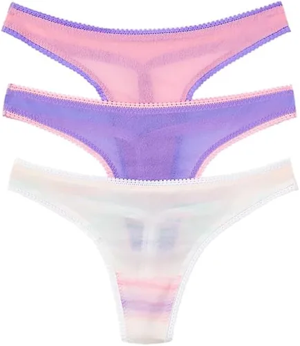 Vista 21 de OnGossamer Tanga G de malla OnGossamer para mujer, paquete de 3 Negro