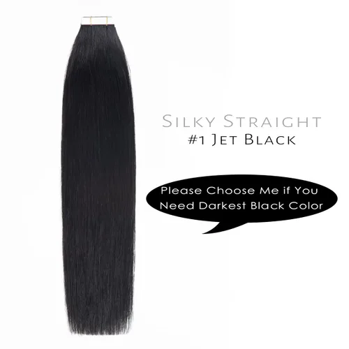 Vista 2 de Lacer Extensiones de cabello humano adhesivas de 12 pulgadas, cinta adhesiva de doble cara para extensiones de cabello de trama cutánea, 20