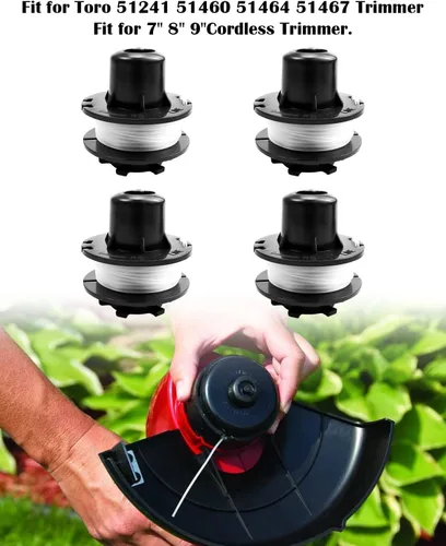 Vista 2 de 88185 - Línea de recortadora de hilo compatible con Toro 51241 51460 51464 51467, carrete de repuesto de 10 pies y 0.065 pulgadas, paquete de 4